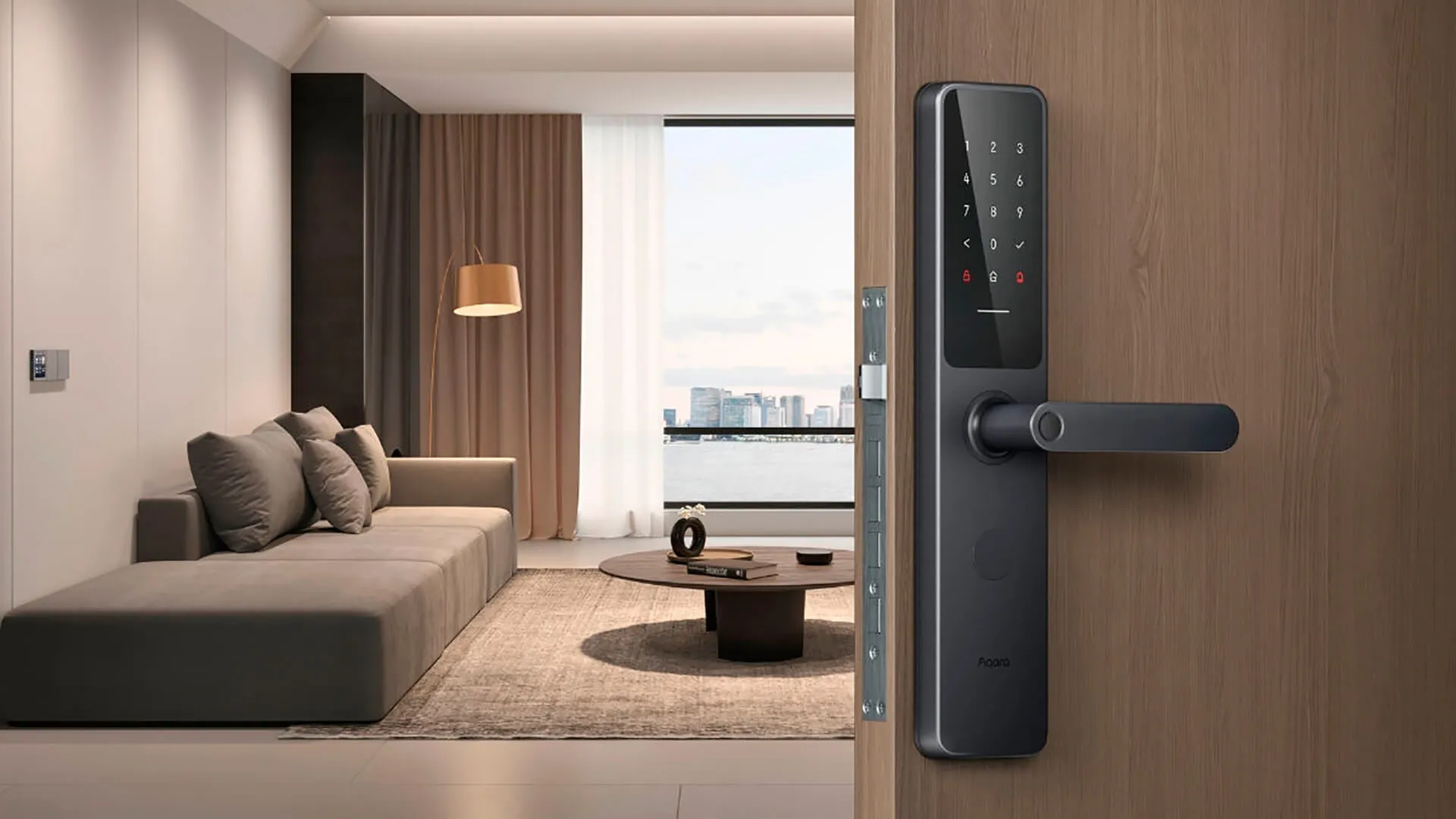 Cerradura inteligente con control remoto instalada en un apartamento Airbnb